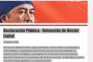 Colectivos y partidos de izquierda ante la detención de Héctor Llaitul