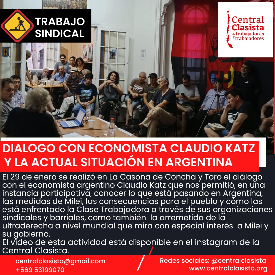 Economista argentino Claudio Kast converso sobre la situación latinoamericana con dirigentes y activistas de la Central Clasista